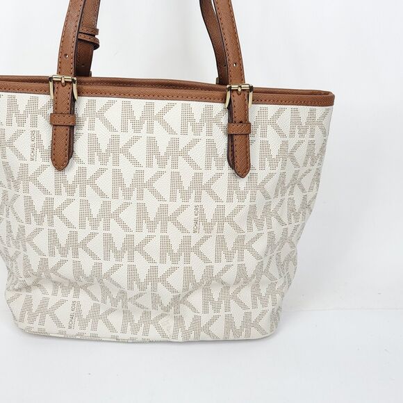 Michael Kors Jet Set Large Signature Tote Shoulder Bag Logo Womens - Picture 11 of 12